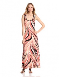 Calvin Klein Women's Printed Maxi Dress, Bellini/Black Multi, Large