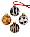 Trim your tree on the wild side. Glittery animal print ornaments from Kurt Adler are bound to get noticed on any branch.