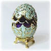 Swarovski Crystals 24K Gold Flowered Blue Faberge Style Egg Box figurine