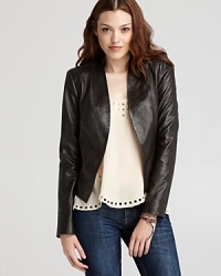 Joie puts a sophisticated spin on the classic leather jacket with this supple-soft and streamlined stunner.