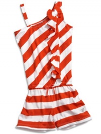 GUESS Kids Girls Big Girls Striped Romper, ORANGE (7/8)