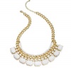 Bar III Necklace, Gold-Tone White Beaded Frontal Necklace