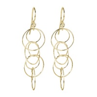 14k Gold over Sterling Silver Circle Link Drop Earrings