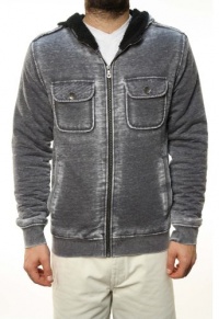 RetroFit Men's Sherpa Lined Full Zip Hoodie Sweater Burnout Gray