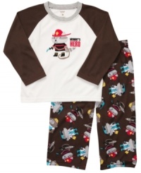 No matter what he grows up to be, let everyone know he'll always a hero to you in this sweet shirt and pant sleepwear set from Carter's.