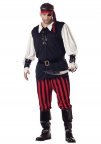 California Costumes Men's Plus Size Cutthroat Pirate Costume,White/Black/Red, (48-52)