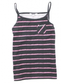 DKNY Kids Shirt, 7-16 Girls Black / Pink Stripe Sleeveless Tank Top- Large