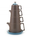 It all stacks up to one amazing cup of tea! With all the essentials-from sugar bowl to saucer-in brown and teal porcelain, this clever Tea Tower brings something new to your afternoon or after-dinner tradition. From Classic Coffee & Tea drinkware.