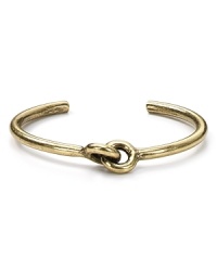 Simple and unique, Giles & Brother gold buckle cuff is essential for a well-dresssed wrist.