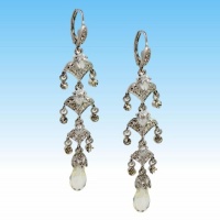 CHARTER CLUB Silver Tone Glass Stone Linear Earrings