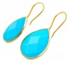 18KT Gold Vermeil Small Turquoise Teardrop Earrings 925 Sterling Silver Bezel Set Gemstone Drops, Kyle Richards