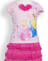 (6527PITW) Disney Little Girls Princesses Royal Debut 2 Piece Skirt and Tee Set (Inf/Tod) in Pink, 3T