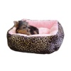 Anima Pink Ultra Plush Leopard Print Bed with Removable Pillow, 16 by 16 by 5.5-Inch