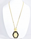 Vince Camuto Gold Tone Hexagonal Pendant Necklace with Crystals