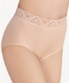 Wacoal Underwear Bodysuede Lace Waist Brief, French Nude, Size 5