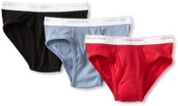 Calvin Klein Men's Basic Relaunch Recolor 3 Pack Low Rise Fashion Brief, Black/Red/Blue Dust, 34