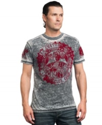 Rev up your engines, it's time to roll with edgy style wearing this graphic t-shirt from Affliction.