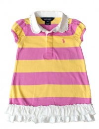 Ralph Lauren Infant Girls Short Sleeved Rugby Dress, Pink/Gold, 18 M