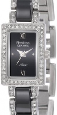 Armitron Women's 75/3955BKSV Black Ceramic Silver-Tone Swarovski Crystal Accented Bracelet Watch