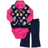 Carter's Micro Fleece 3 Pc Vest & Pant Set - Multi Dots-6M