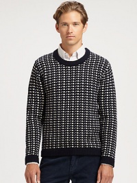 Knitted from soft, luxurious lambswool, this crewneck sweater embodies a Scandinavian-inspired pattern for a look that is distinctive and timeless.CrewneckRibbed knit collar, cuffs and hemLambswoolDry cleanImported