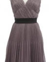 Max And Cleo Taupe Rose Chiffon 'Myna' Pleated Sleeveless Dress 12