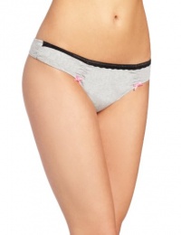 Betsey Johnson Women's Stretch Low Rise Thong, Heather Grey, Medium