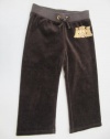 Juicy Couture Velour Pant W/i Heart Peace Dark Brown Infant/ Girls Size 2