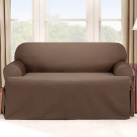 Sure Fit Logan 1-Piece T-Cushion Ties Loveseat Slipcover, Chocolate