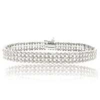 Sterling Silver 2ct Diamond Three Row Bracelet