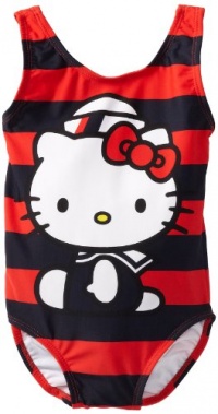 Hello Kitty Girls 2-6X Nautical One Piece Toddler, Red/Nany, 2T