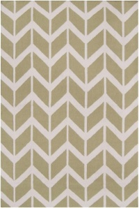 Surya Fallon Jill Rosenwald Chevron Flatweave Area Rug, 5-Feet by 8-Feet, Light Lime/Winter White