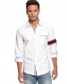 This INC International Concepts button-down shirt is sophisticated with a touch of sporty style.