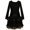 Bonnie Jean Girls 7-16 Knit Bodice To Tiered Skirt With Lace, Black, 8