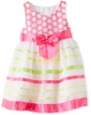 Bonnie Jean Girls 2-6X Pastel Ribbon Stripe Dress, Pink, 4T