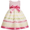 Bonnie Jean Girls 2-6X Multi Ribbon Stripe Dress, Pink, 4