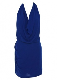 BCBGMaxazria Draped Neck T-Back Dress Royal Blue Large