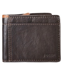 There is no such thing as a murse. You're rugged style extends to how you keep your essentials with this multi-functional wallet from Fossil with a distressed leather look that looks more rodeo than Rodeo.