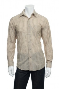 Van Heusen Men's Beige Window Pane Button Down Shirt