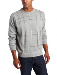 Van Huesen Men's 9GG Fancy Windowpane Crew Neck Sweater