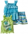 Nannette Baby-girls Infant 3 Piece Ruffle Scooter Set, Aqua, 24 Months