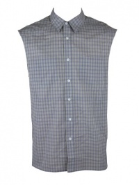 Richard Chai Mens Sleeveless Plaid Button Up Front Shirt