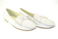 TOD'S Women's Monet Mocassino Leather White Moccasins Sz 41 0R32B001