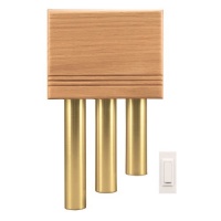 Heath Zenith SL-6186-C Wireless Door Chime Kit with Satin Brass Tubes, Solid Oak Natural Finish