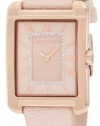 Vince Camuto Women's VC/5034RGLP Leather Rectangle Swarovski Crystal Accented Dial Rosegold-Tone Pink Stingray Strap Watch