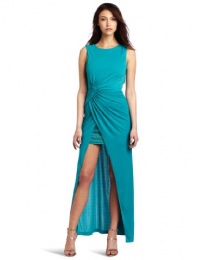 BCBGMAXAZRIA Women's Ariel Draped Long Stud Detail Gown, Jade, Small