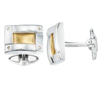 Dolan Bullock Sterling Silver and 14k Yellow Gold Over Under Design Cuff Links