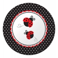 Creative Converting Ladybug Fancy Round Large Banquet Plates, 8-Count