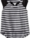 kc parker Girls 7-16 Big Girl Jersey Sleeveless Top, Black Stripe, 8