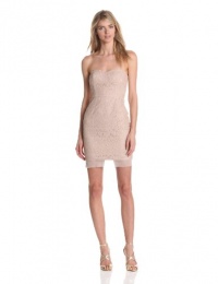 BCBGMAXAZRIA Women's Roselle Fitted Strapless Lace Dress, Allure, 6